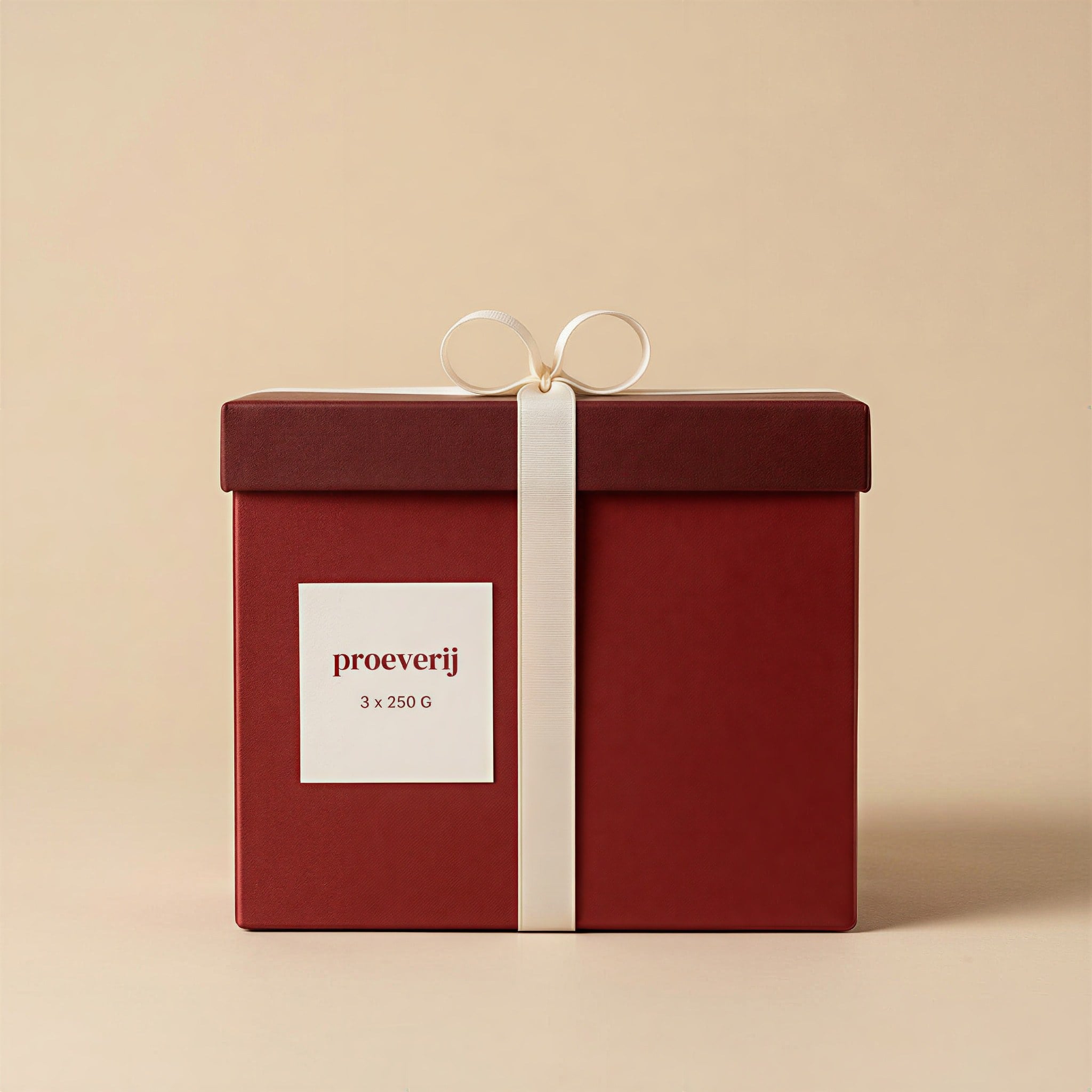 Rood cadeaupakket met witte strik