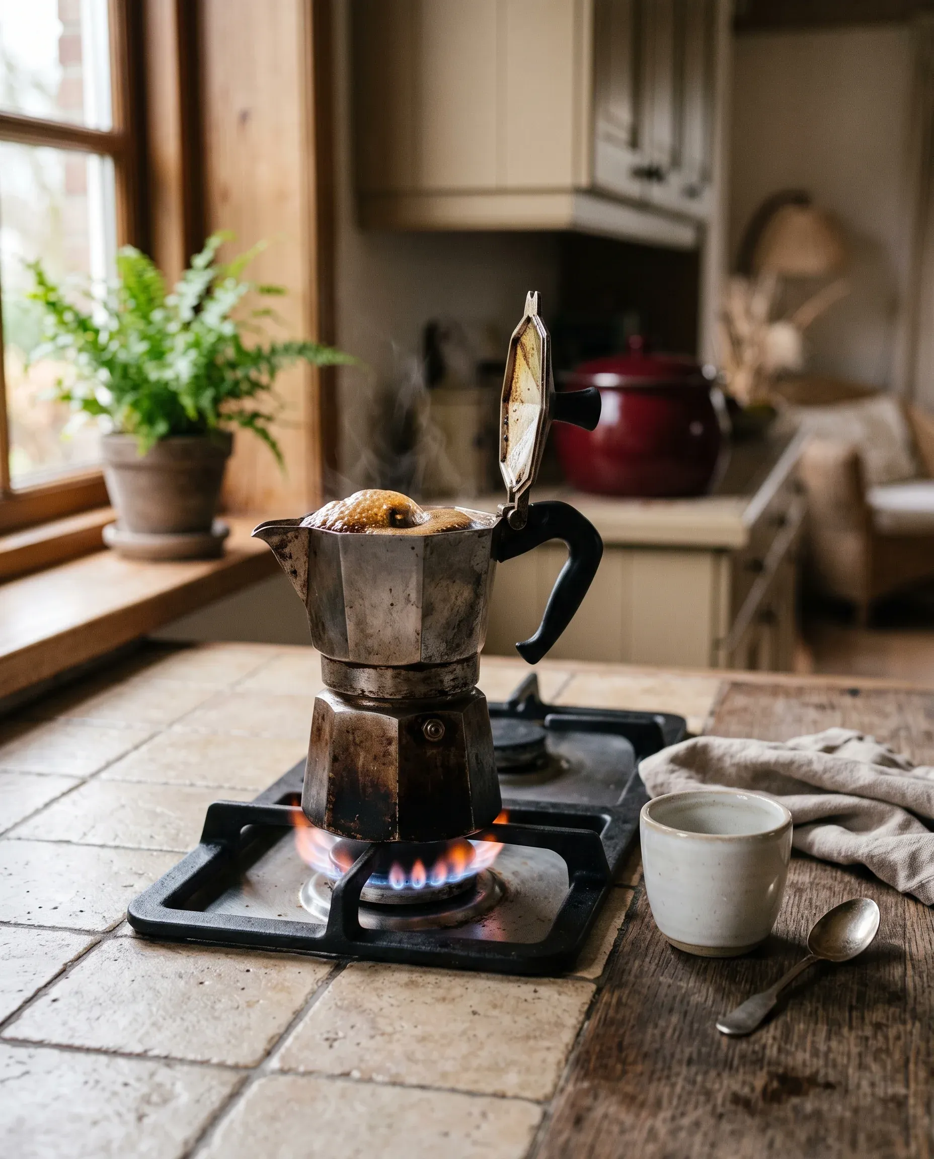 Mokapot op het gasfornuis